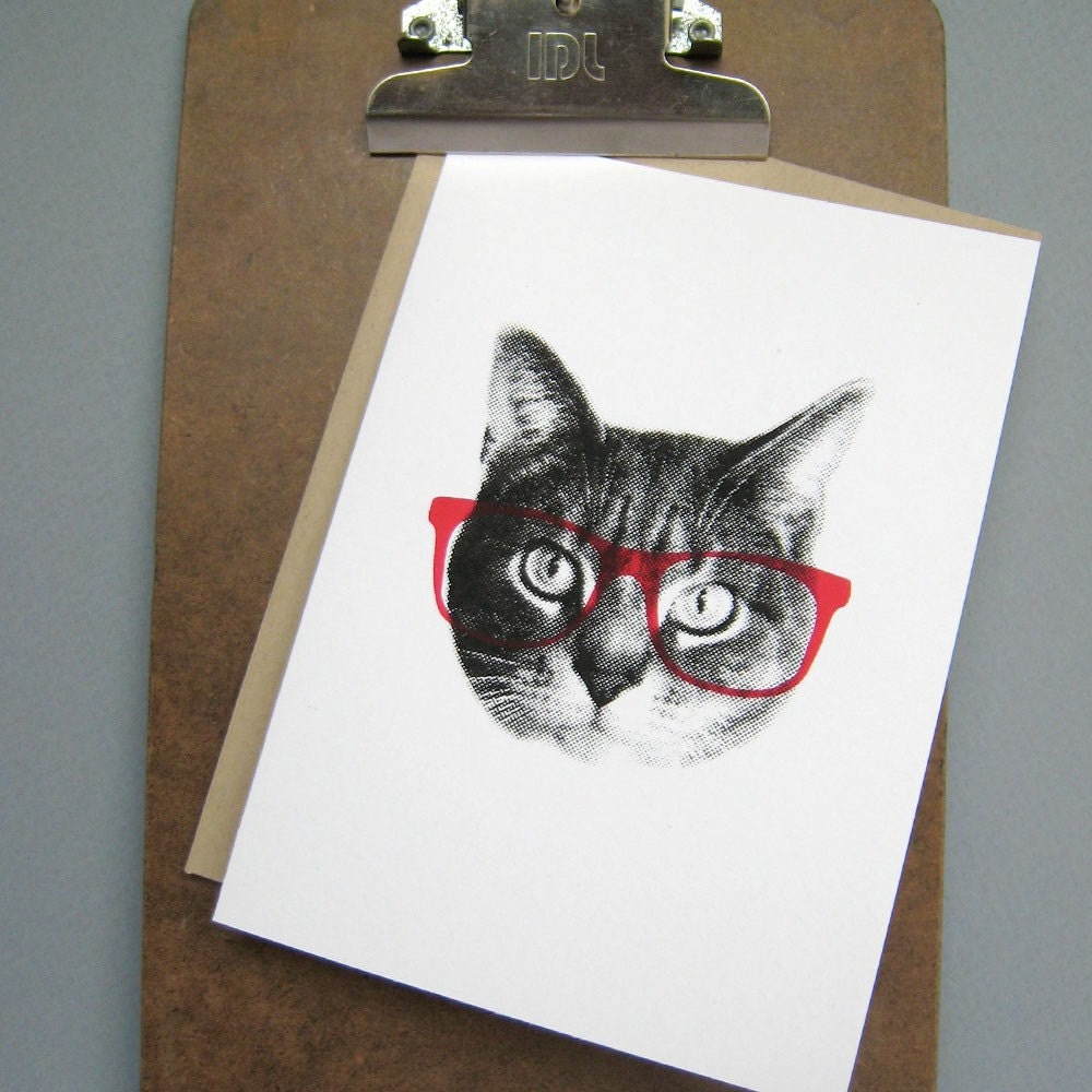 gee whiskers series: pink nerd notecard