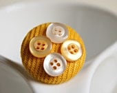mustard yellow and buttons - cute pretty lovely  sunny ring - bamboo sun