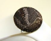 adjustable ring brown lace and fabric - chic chocolate earth tone coffee - romantic and elegant