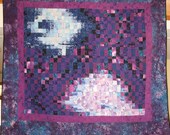 Quilted Wall Hanging -- Cosmic Explosion in Blue and Purple