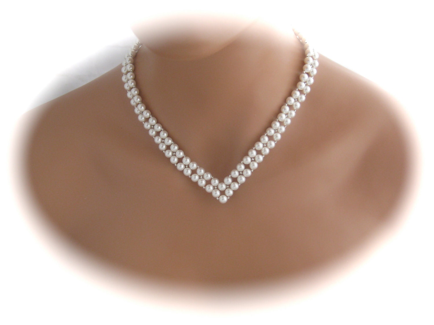 Bridal Jewelry V Necklace Pearl Necklace Swarovski Pearl Wedding Jewelry