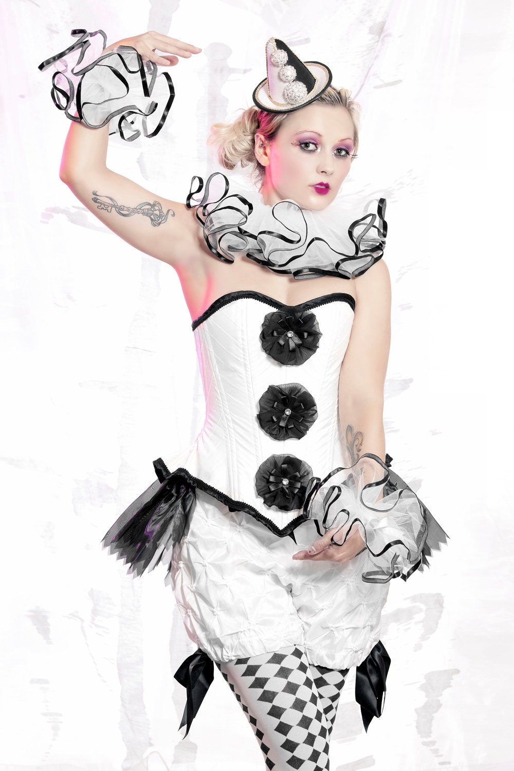 Pierrot Corset harlequin clown costume
