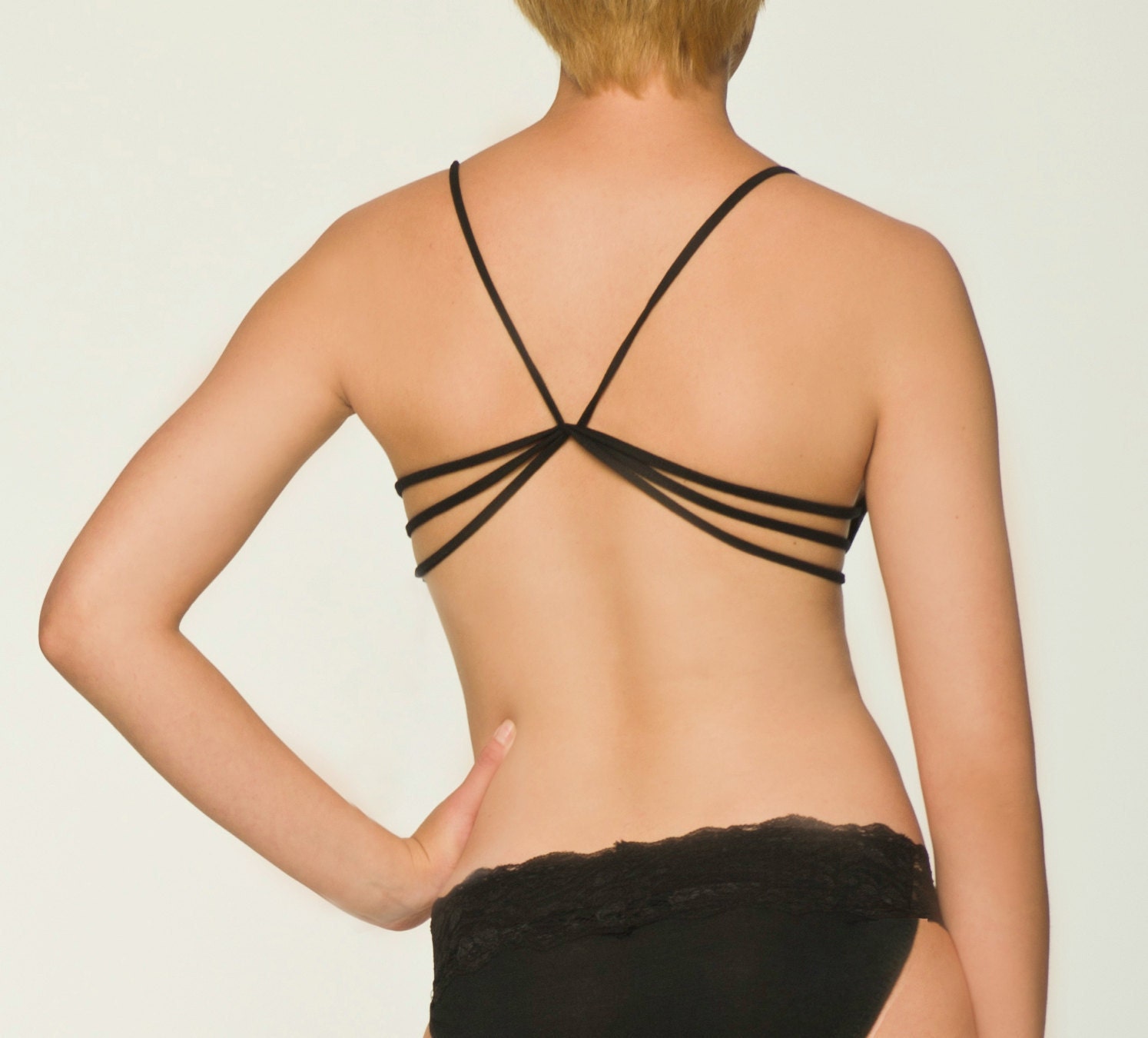 Black Sleepwear Lingerie- Strappy Sleep Bra Medium 