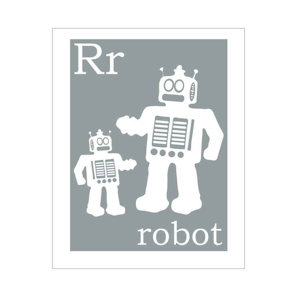 R is for Robot 8x10 inch poster print