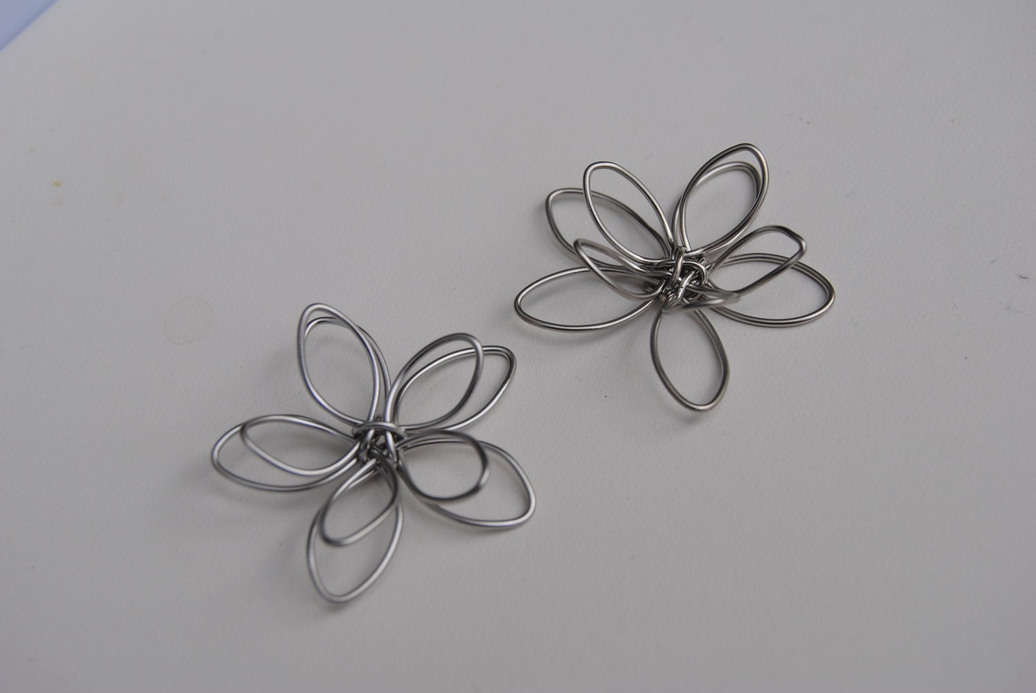 Large Silver 3 Dimensional Flower Charm 2 Layer