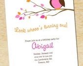 Look Whoo's turning 1 - Birthday or Shower Invitation