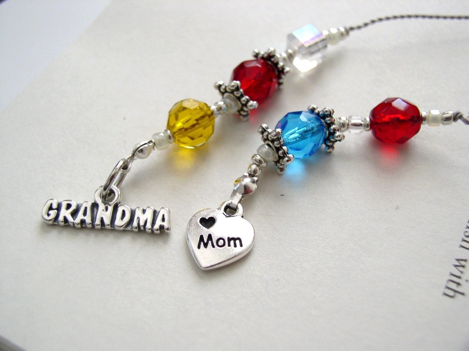 BIRTHSTONE BOOKMARK for Grandma - Beaded Book Thong with a Bead Color to Represent Each Child and Grandchild