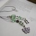 AUGUST Book Thong Bookmark - Beaded Birthstone Bookthong in Peridot Green and Silver with Personalized Charms