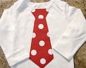 Tie onesie Red and White Polka Dot Tie Onesie