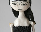 SALE - Clay  Art Doll / 3D Mixed Media HANGING DOLL - Gianna