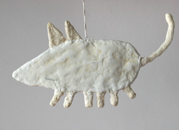 3 D Art Object Wall Decoration / Mixed Media Animal Sculpture/ Mouse - Ramon ( or The First Time I Saw You )