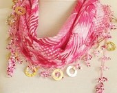 Traditional Turkish Yemeni Oya SUGAR PINK  Scarf,authentic, romantic, elegant, fashion,weddings,bridal,vintage,rustic