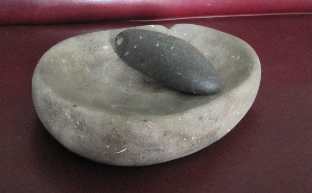 Carved Stone Matate, Reproduction Artifacts Mortar and Pestle