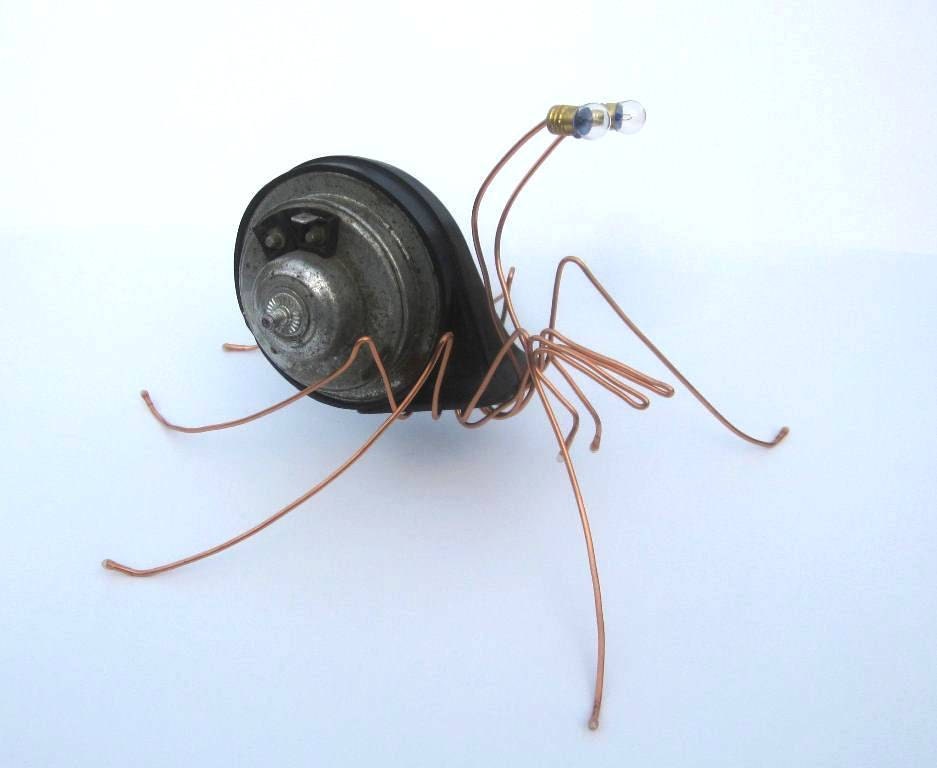 Hermit Spider Creature In Vintage Horn Repurposed Art