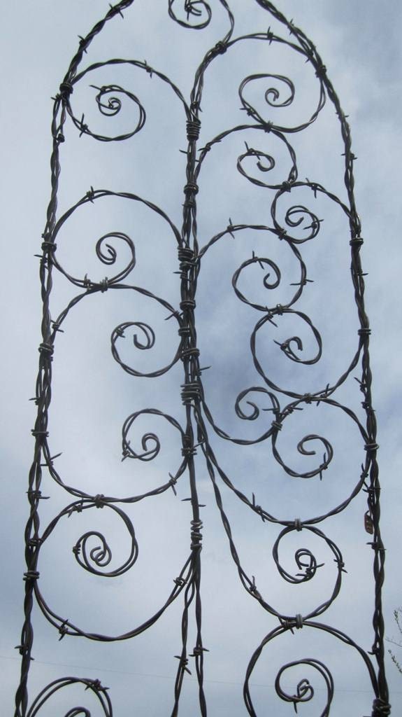 Beautiful Spirals Barbed Wire Trellis Garden Art