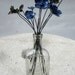 Rustic Blue Metal Blossoms Speckled White Flower Bouquet