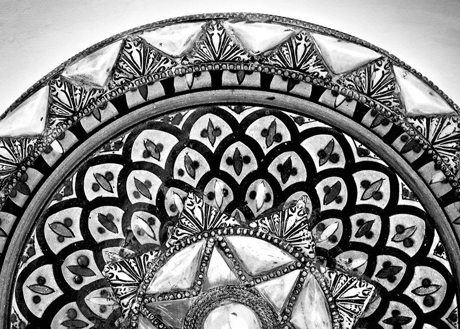 Black & White Monochrome Photography - Moroccan Bowl 5x7 Fine Art Photograph by Around the Island Photography - aroundtheisland