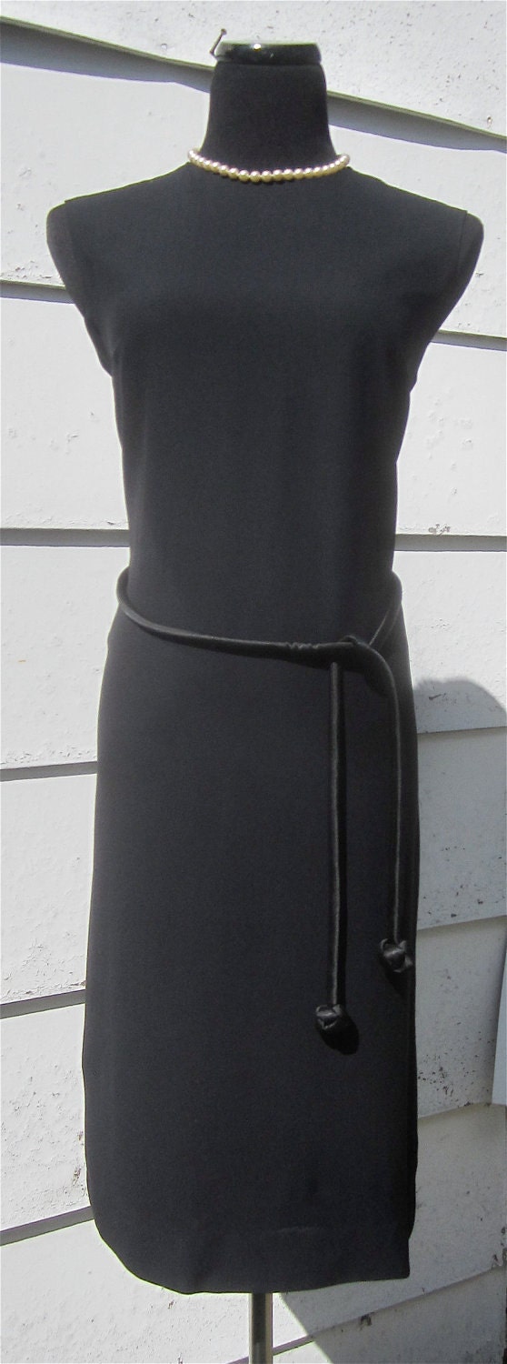 Vintage 1960's Black Sheath Cocktail Dress - Mod Rayon Crepe Wiggle Dress by Fritzi Of CA