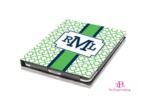 iPad or Kindle Case - Reverse Square Personalized Monogram Tablet Book Cover