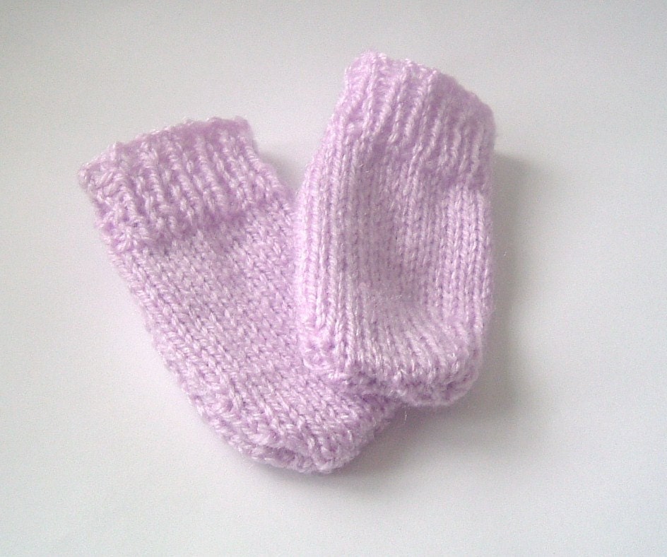 Baby Mittens in Pale Purple Yarn
