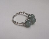 Green Aventurine Trio Wire Wrapped Ring in Silver