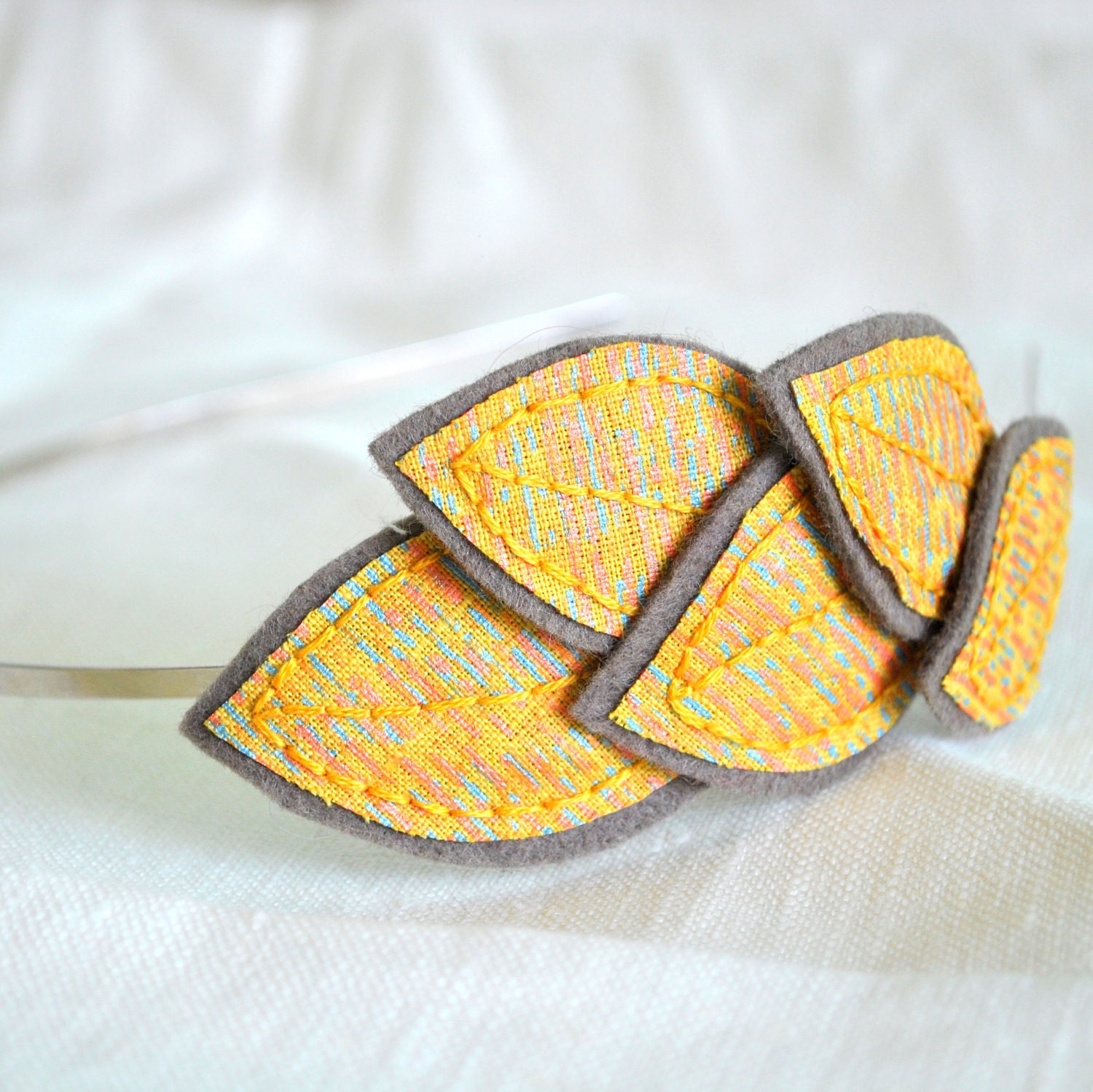 Mustard Headband - Vintage Marimekko Fabric