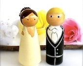 Custom Wedding Cake Topper Wooden Wood Peg Doll Hand Painted Decor Peggies Peg People Ornament Decoration Place Setters Whimsical Keepsake