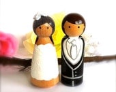 Custom Wedding Cake Toppers Wood Peg Dolls Large 3.5" Bride Groom Keepsake Ornament Husband Wife Peggies Collectable Personalized