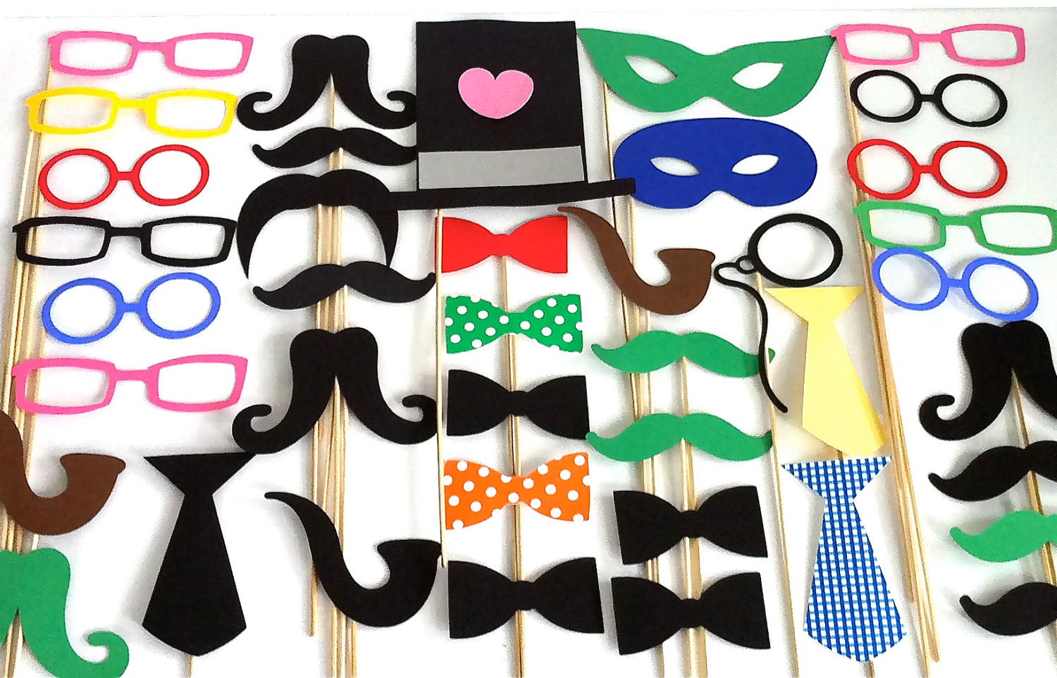 Photo Both Props XXL 40 Large Party Pack of 40 Wedding Photo Booth Props Party Decorations Party Supplies Masks Glasses Mustache Silver