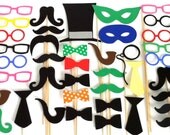 40 Wedding Photo Both Props XXL Large Party Pack of 40 Wedding Photo Booth Props Party Decorations Party Supplies Masks Glasses Mustache