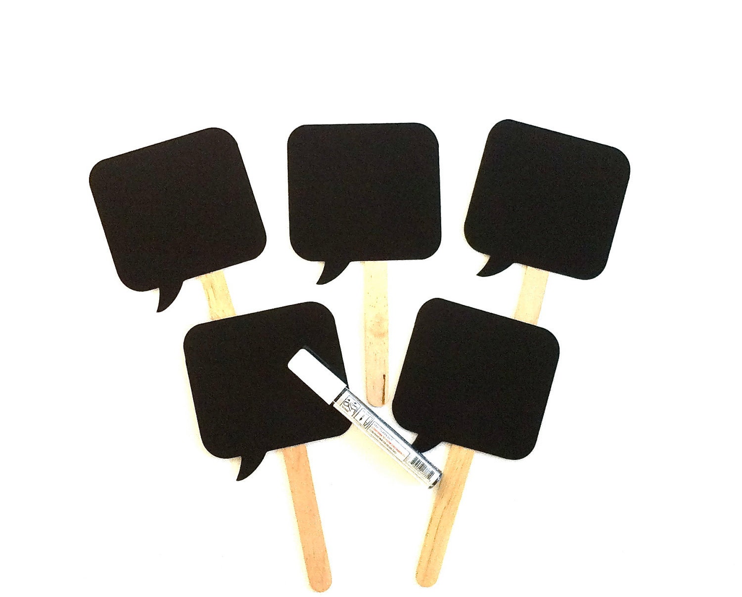Square Chalkboard Speech Bubble Photobooth Props with Chalkboard Marker Set of 5 Speech Bubble Props Chalk board Props Wedding Decoration