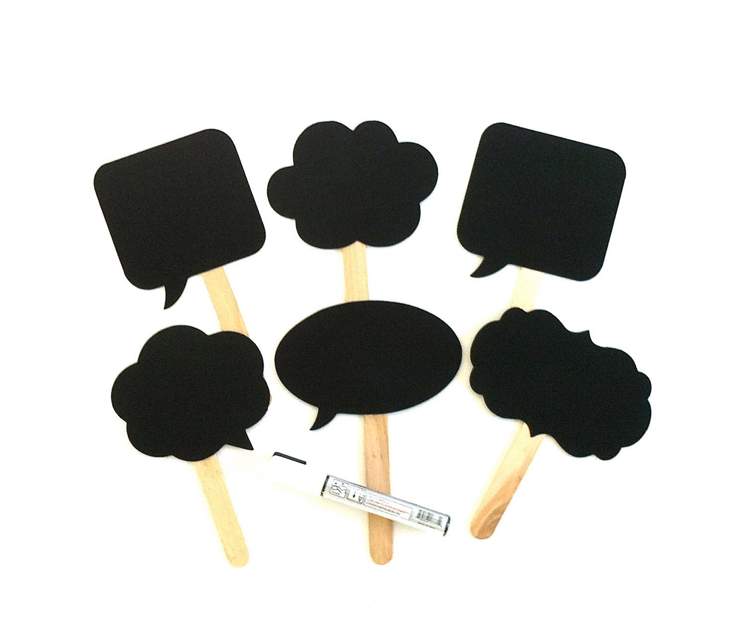 Chalkboard Speech Bubble Photobooth Props with Chalkboard Marker Set of 6 Speech Bubble Props Chalk board Props Set of 6 Wedding Decoration