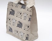 Lunch bag - Eco friendly - little sheeps. Size: 7"x4", high 8".