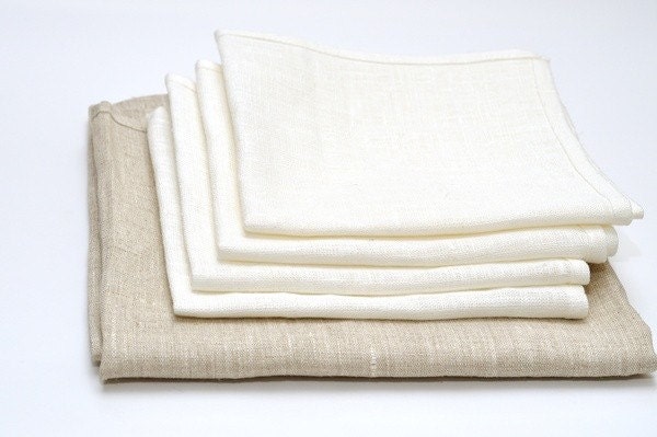 Napkins Linen. Set of 8 White Linen Napkins. Size: 18" X 18" (45cm X 45cm). - JBworld
