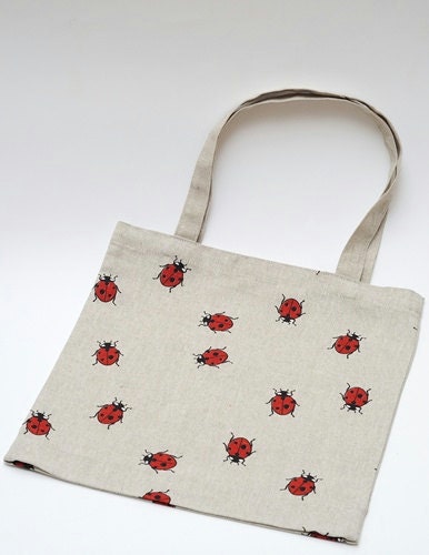 Market bag - ladybirds - Size: 13"H x 13"W