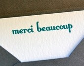 Thank You card // Teal Letterpress // set of 5