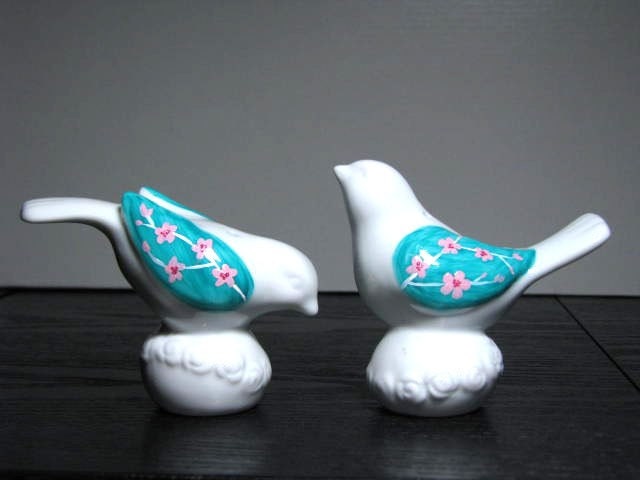 Painted Salt And Pepper Shakers- Porcelain Birds