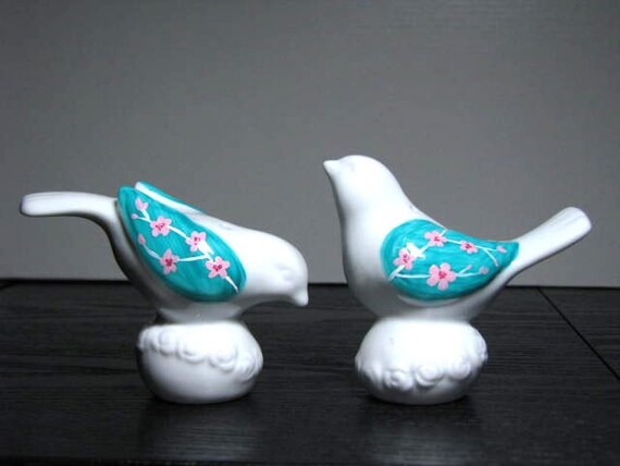 Painted Salt And Pepper Shakers- Porcelain Birds