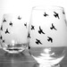 Stemless Wine Glasses Hand Painted Barware Birds in Flight