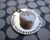 Custom sterling silver large tag necklace with one stone charm
