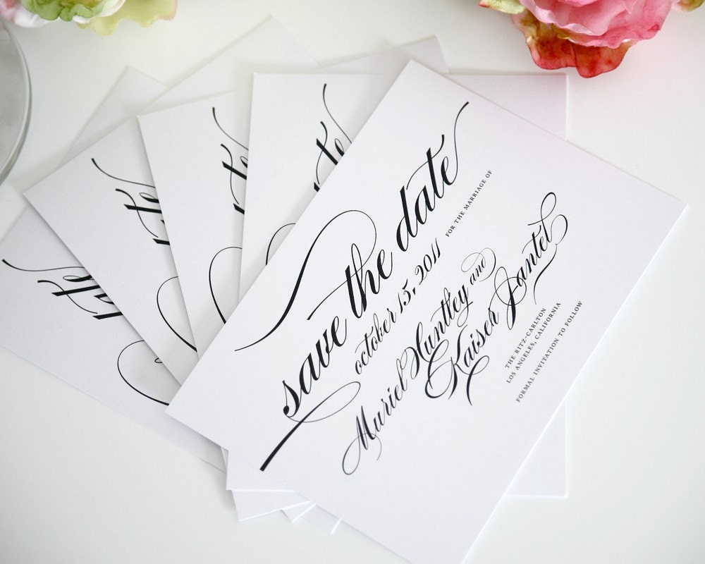 Elegant Save the Date Cards in Black and White - Marriage Sample