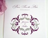 Unique Baroque Save the Date Card with Damask Flourish for a Classic, Victorian or Traditional Wedding - Regal Ornament Deposit