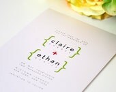 Chic Modern Save the Date Card in Hot Pink and Lime Green for a Hip, Urban, Contemporary Wedding - Love Addition Sample