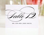 Classic Script Tented Place Cards or Escort Cards for Your Wedding, Marriage Design Deposit