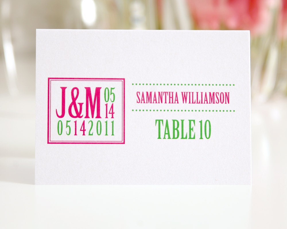 Modern Monogram Tented Place Cards or Escort Cards for Your Wedding, Deposit