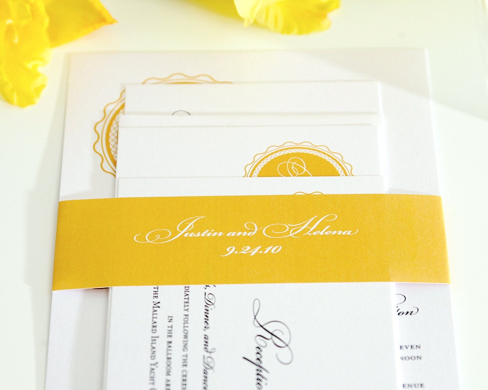 Gorgeous Gold Wedding Invitation Suite for a Classic, Modern or Formal Wedding - Medallion Monogram Deposit