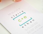 Blue and Lime Green Save the Date for a Modern, Minimalist, Simple, Fun, Hip, Mod Wedding - Math Love Save the Date Deposit
