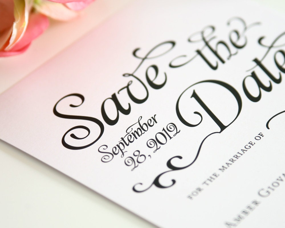 Classic Save the Date Card in Black and White - Alluring Script Design Sample
