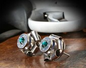 Bullet Earrings, 40 Caliber Rosettes, Swarovski Crystals, Post Style with Comfort Clutch Backs