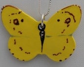 Yellow Sulphur Phoebis Philea Butterfly June Necklace with Sterling Silver Chain and Gift Box
